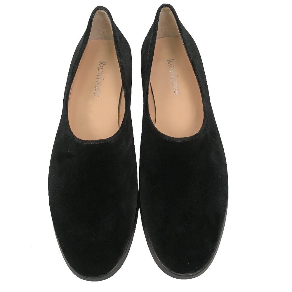 NEW $550 Ralph Lauren Collection Mercia Velvet Flats (Shoes)!  8.5  Black  ITALY
